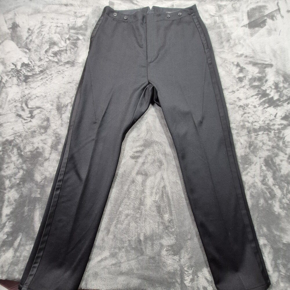 Rag & Bone Pants Mens 34 Black Wool Dress Trousers Made USA Flat Front Tailored